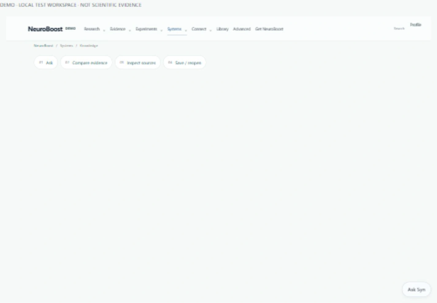 Actual Knowledge / Memory interface; local demonstration