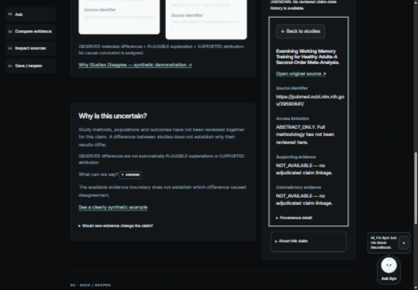 Actual Proof / Provenance interface; local demonstration