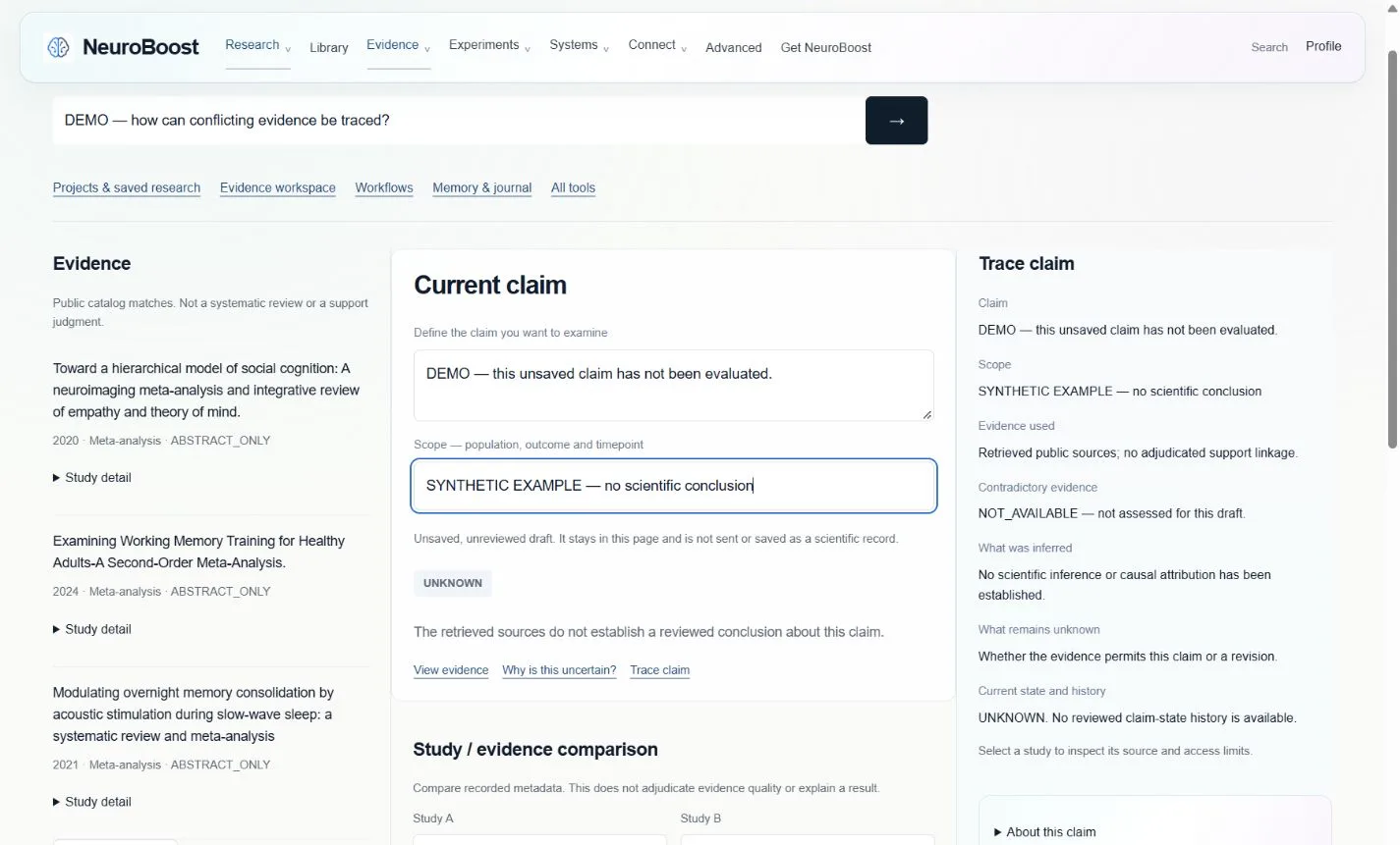 Actual Proof / Provenance interface; local demonstration